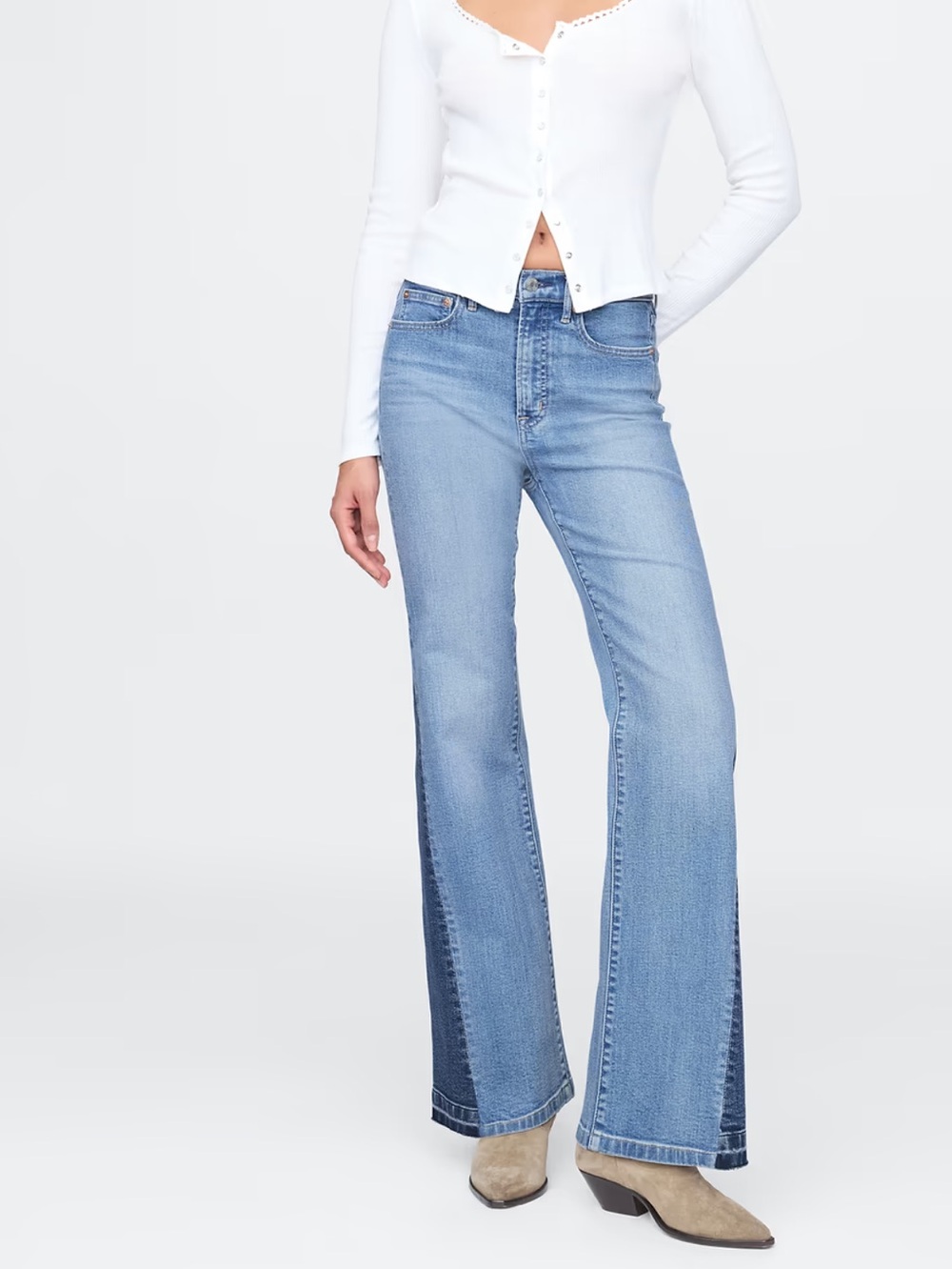 Gap High Rise Patched 70's Two-Tone Jeans - Women Size 10
